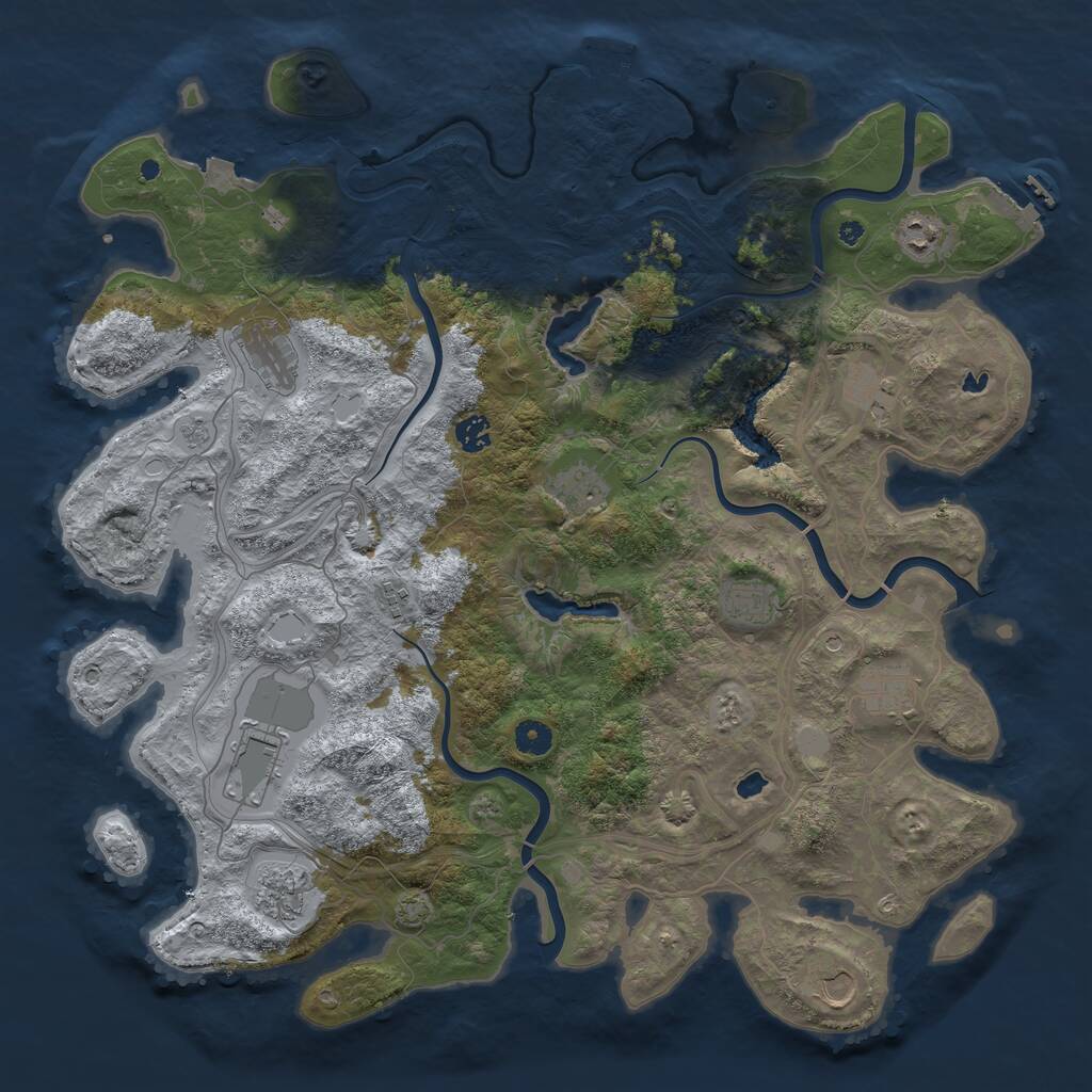 Rust Map: Procedural Map, Size: 4500, Seed: 984000111, 17 Monuments