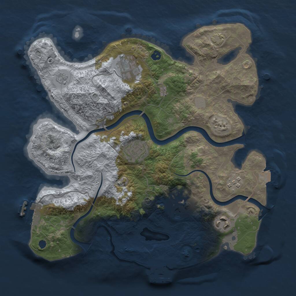 Rust Map: Procedural Map, Size: 3000, Seed: 12974, 11 Monuments