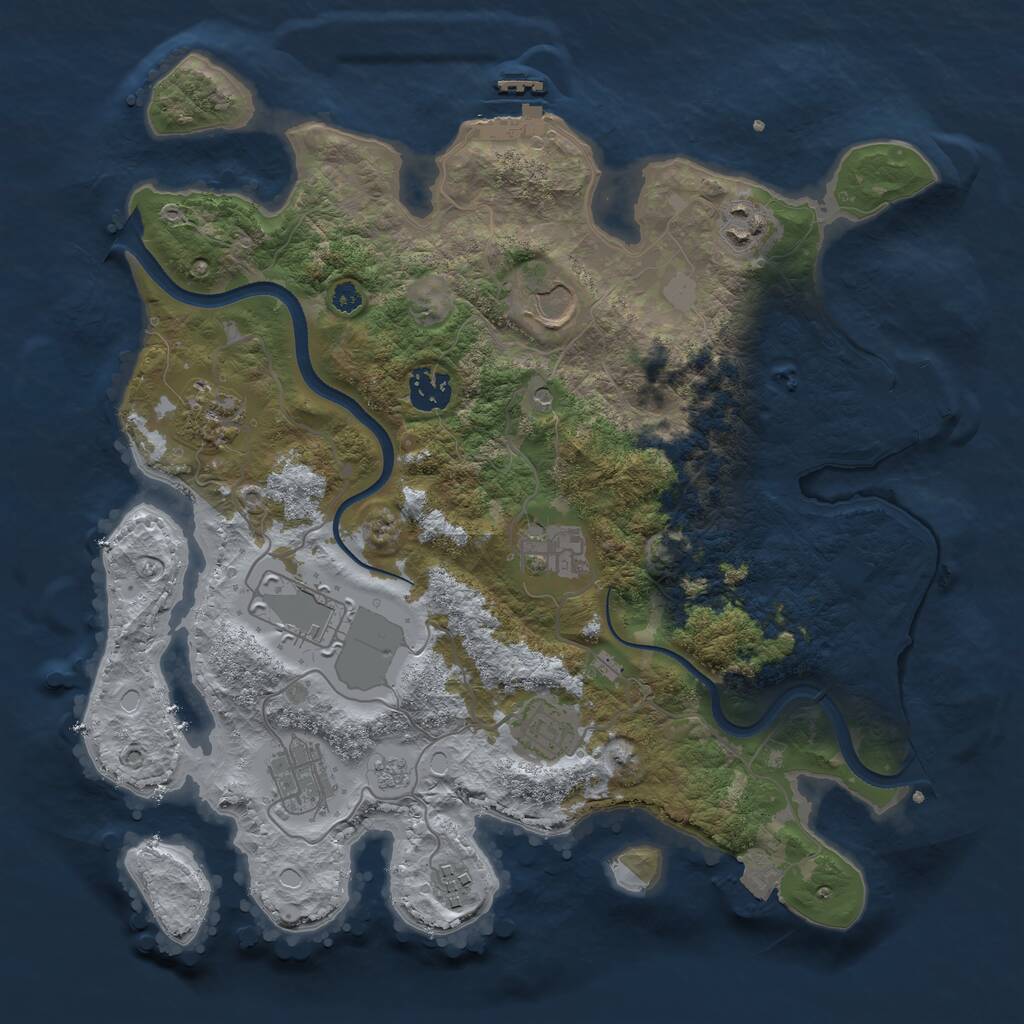 Rust Map: Procedural Map, Size: 3500, Seed: 91961862, 15 Monuments