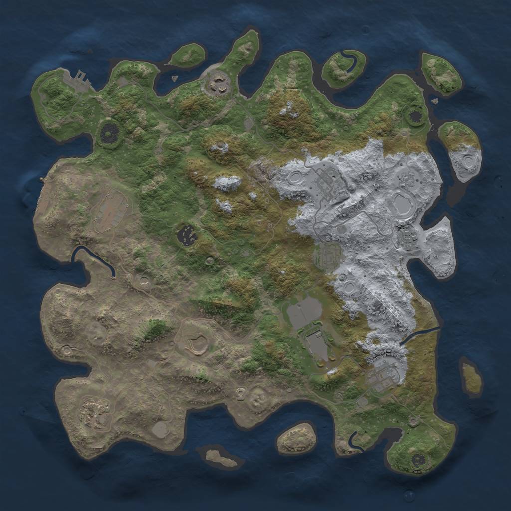 Rust Map: Procedural Map, Size: 3850, Seed: 49840893, 19 Monuments