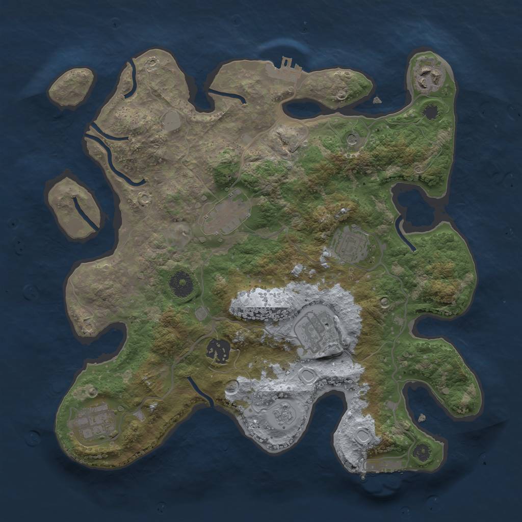 Rust Map: Procedural Map, Size: 3200, Seed: 840284048, 15 Monuments