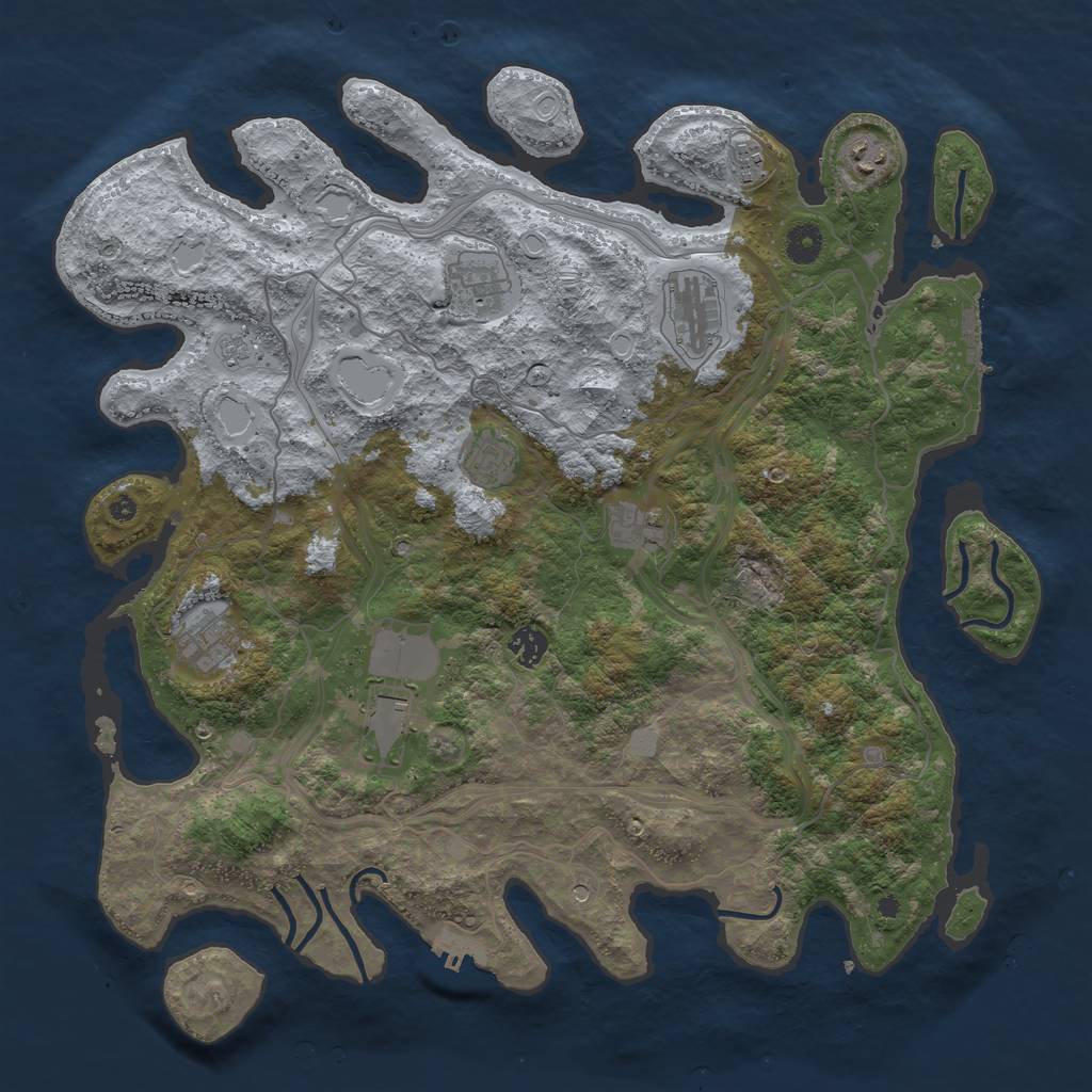 Rust Map: Procedural Map, Size: 4250, Seed: 183370103, 18 Monuments