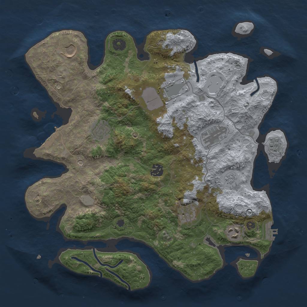 Rust Map: Procedural Map, Size: 3500, Seed: 1140907549, 17 Monuments