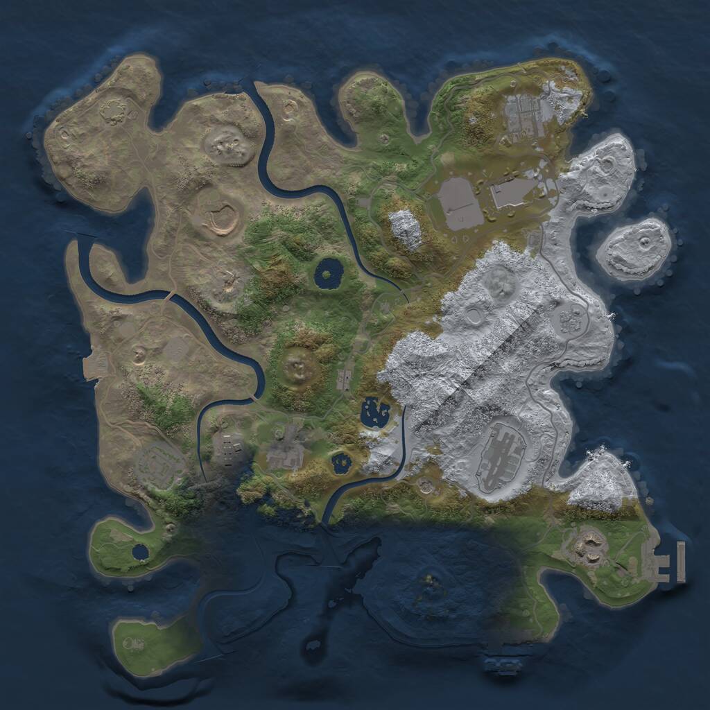 Rust Map: Procedural Map, Size: 3500, Seed: 47851348, 15 Monuments