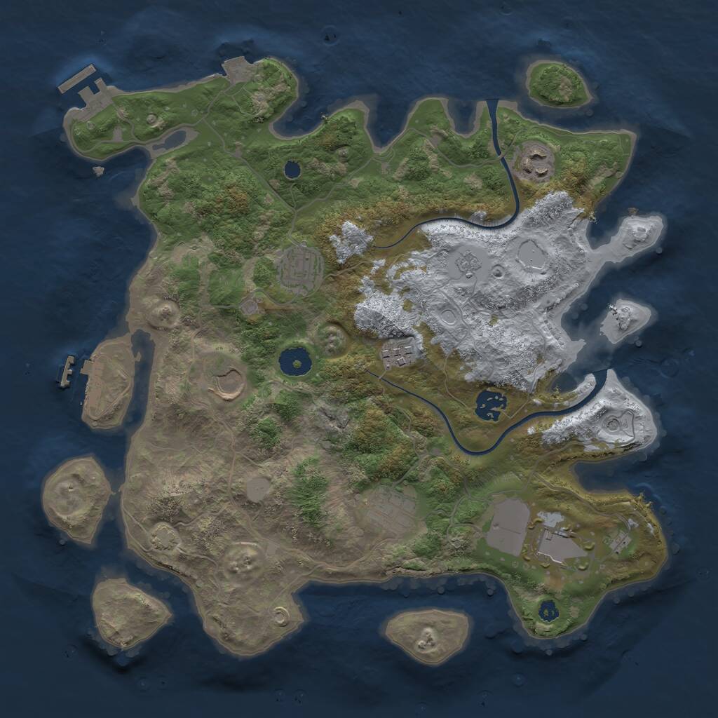 Rust Map: Procedural Map, Size: 3500, Seed: 57652515, 13 Monuments