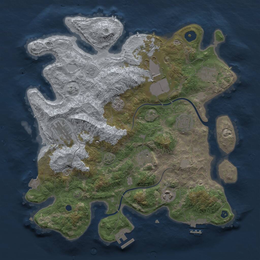 Rust Map: Procedural Map, Size: 3500, Seed: 7534, 13 Monuments