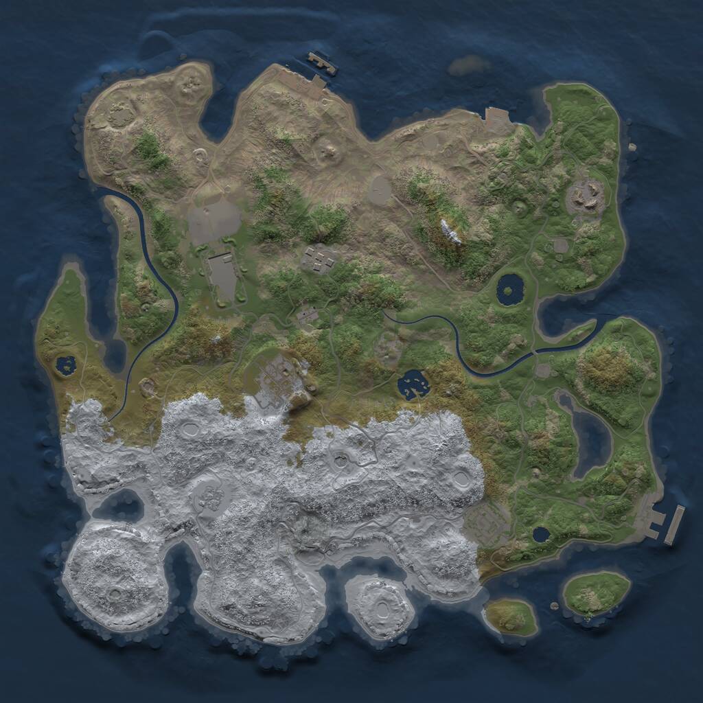 Rust Map: Procedural Map, Size: 3500, Seed: 46400988, 12 Monuments