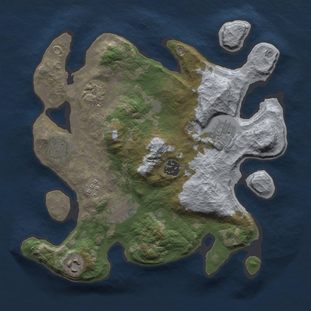 Rust Map: Barren, Size: 3000, Seed: 12322, 10 Monuments