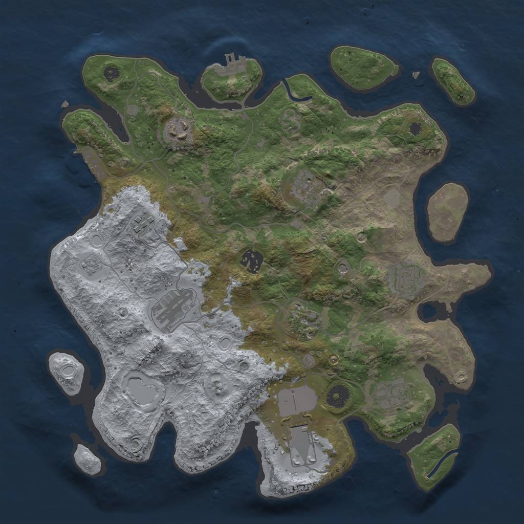 Rust Map: Procedural Map, Size: 3500, Seed: 40051651, 18 Monuments