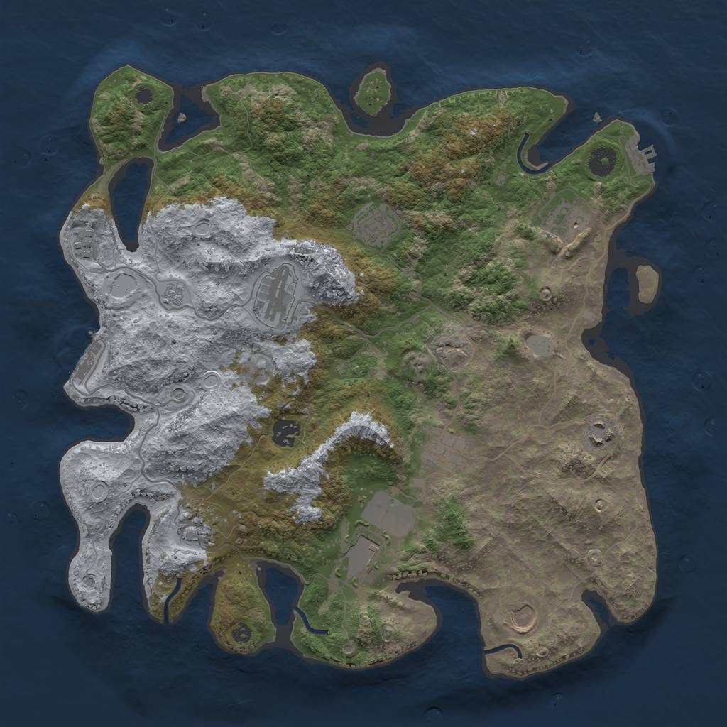 Rust Map: Procedural Map, Size: 3850, Seed: 991782178, 19 Monuments