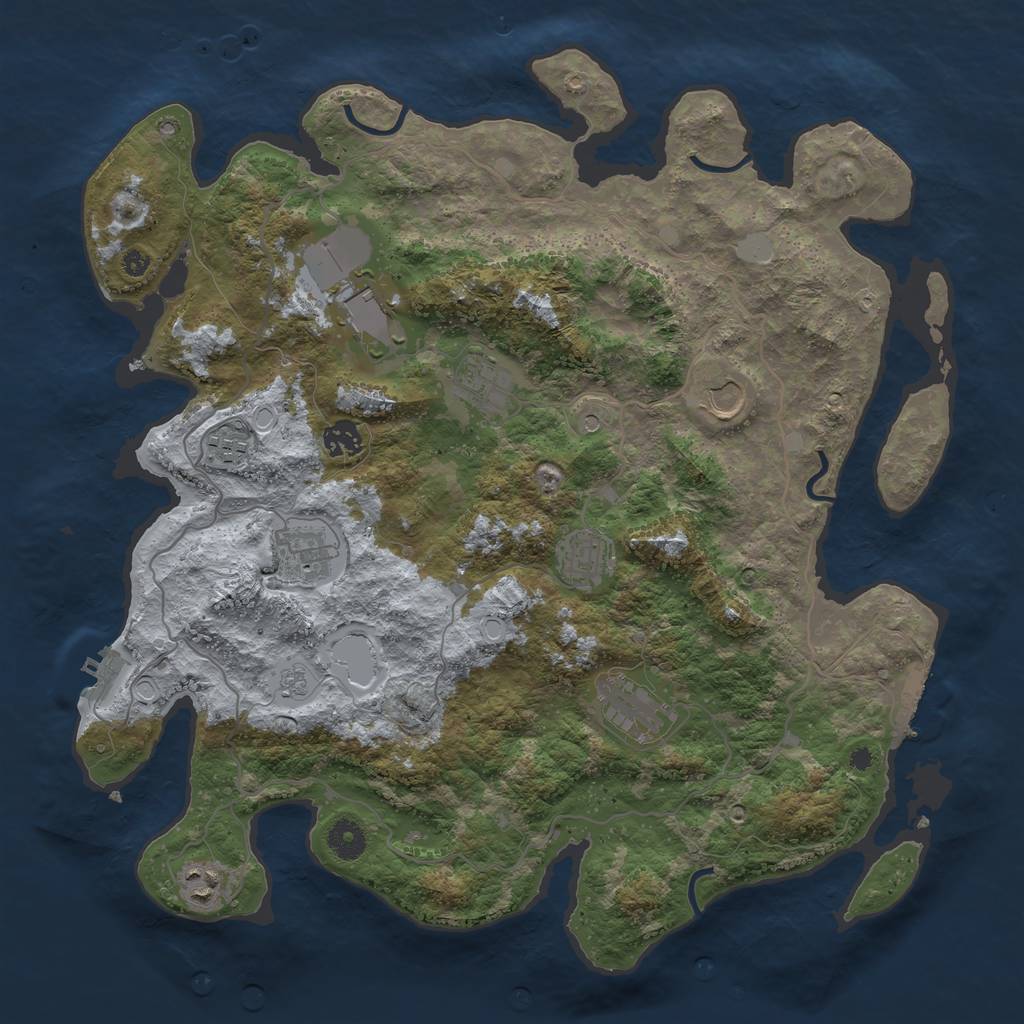 Rust Map: Procedural Map, Size: 4000, Seed: 1676940533, 18 Monuments