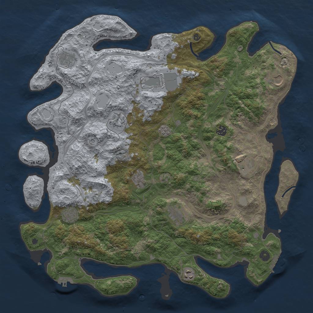 Rust Map: Procedural Map, Size: 4500, Seed: 1080239937, 20 Monuments