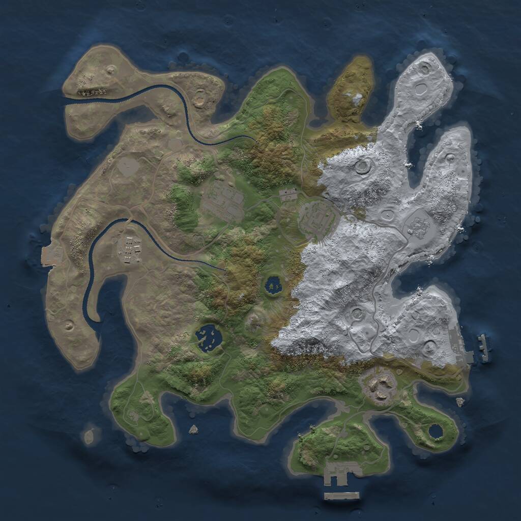 Rust Map: Procedural Map, Size: 3000, Seed: 369822074, 10 Monuments