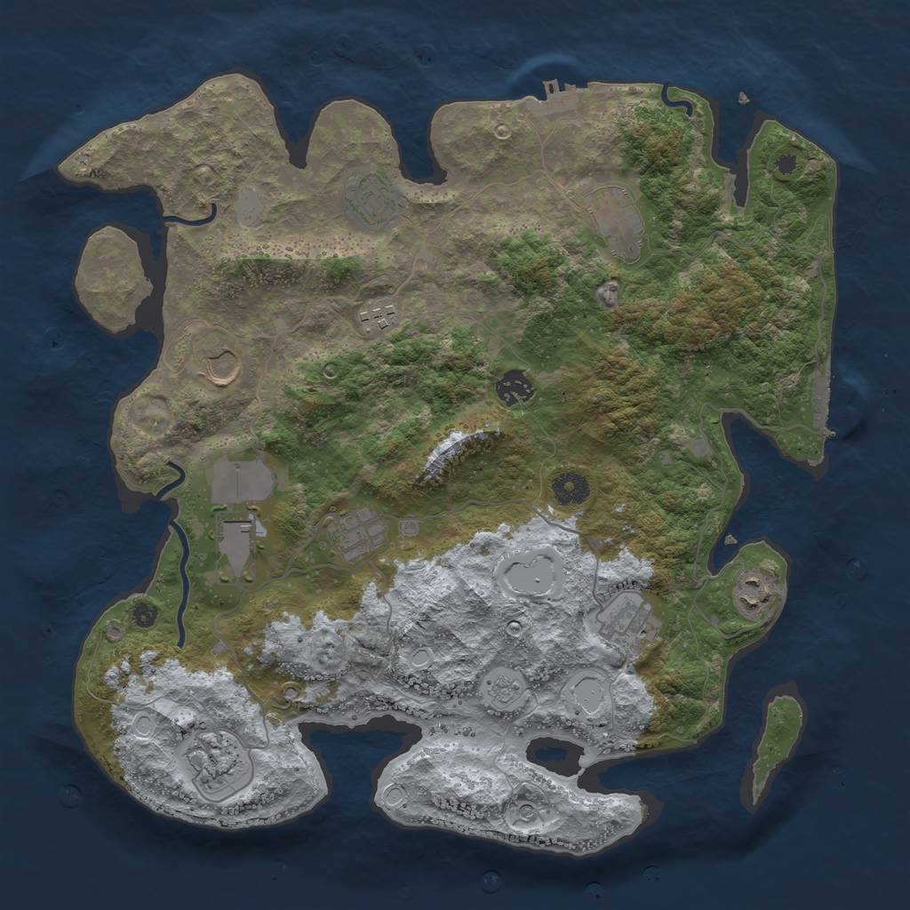 Rust Map: Procedural Map, Size: 3850, Seed: 3119377, 19 Monuments