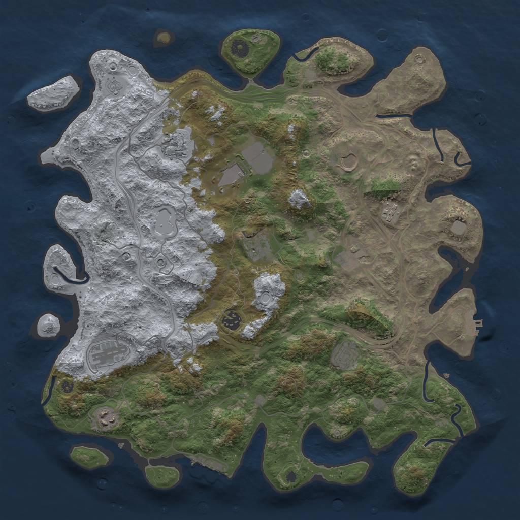 Rust Map: Procedural Map, Size: 4300, Seed: 955634694, 19 Monuments