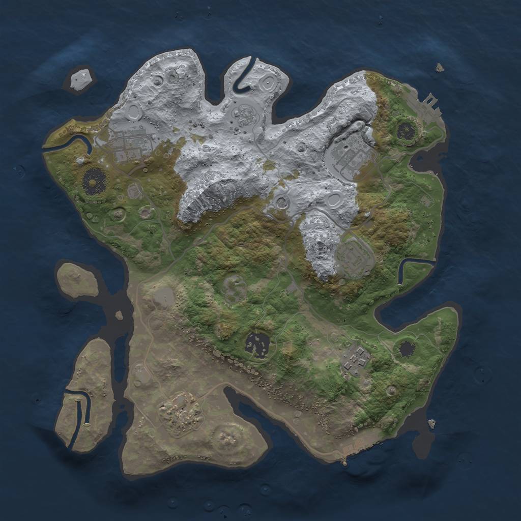 Rust Map: Procedural Map, Size: 3000, Seed: 1083951443, 15 Monuments
