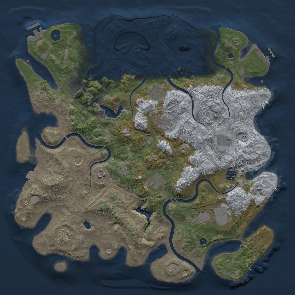Rust Map: Procedural Map, Size: 4250, Seed: 1225966362, 17 Monuments