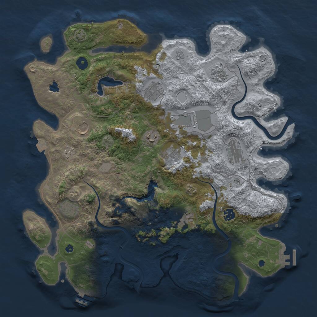 Rust Map: Procedural Map, Size: 4000, Seed: 7765, 17 Monuments