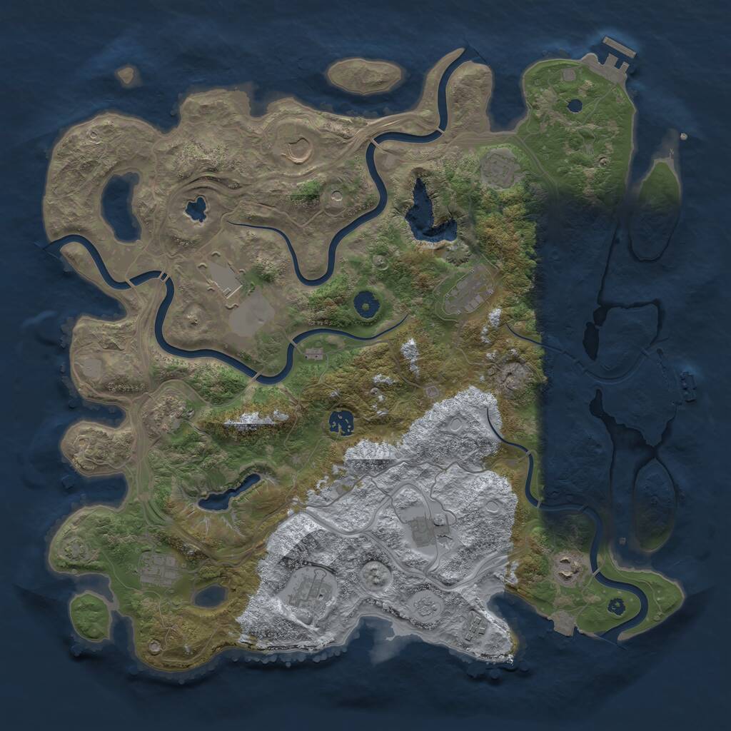 Rust Map: Procedural Map, Size: 4250, Seed: 155565724, 17 Monuments