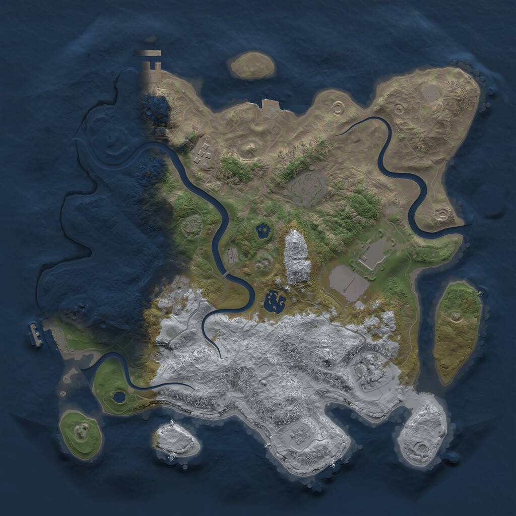Rust Map: Procedural Map, Size: 3500, Seed: 78993916, 12 Monuments
