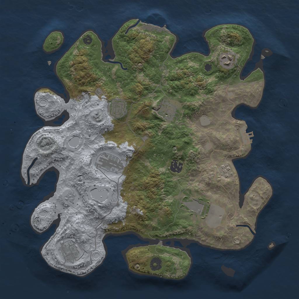 Rust Map: Procedural Map, Size: 3500, Seed: 40340357, 17 Monuments