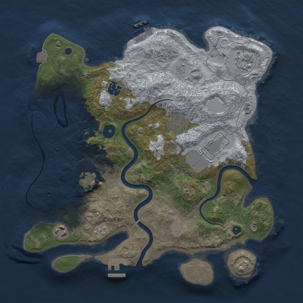 Rust Map: Procedural Map, Size: 3500, Seed: 1239042299, 13 Monuments