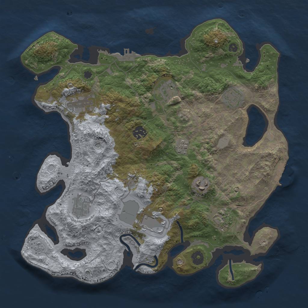 Rust Map: Procedural Map, Size: 3500, Seed: 56490862, 18 Monuments