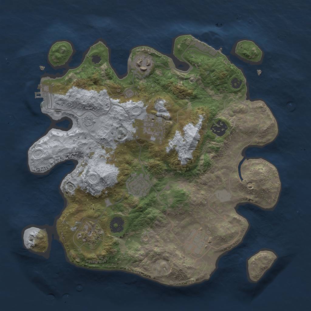 Rust Map: Procedural Map, Size: 3000, Seed: 612843190, 14 Monuments