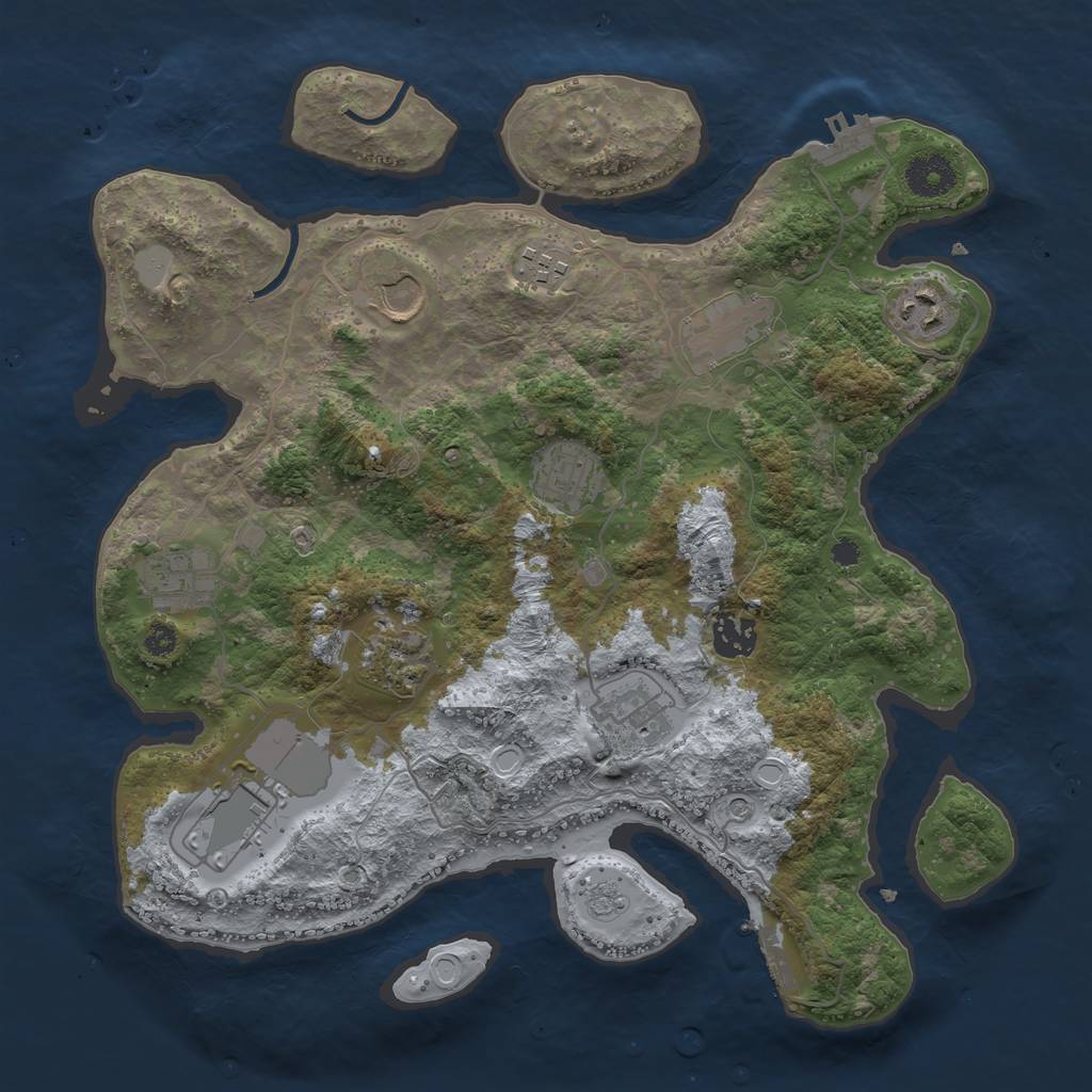 Rust Map: Procedural Map, Size: 3500, Seed: 442537351, 19 Monuments