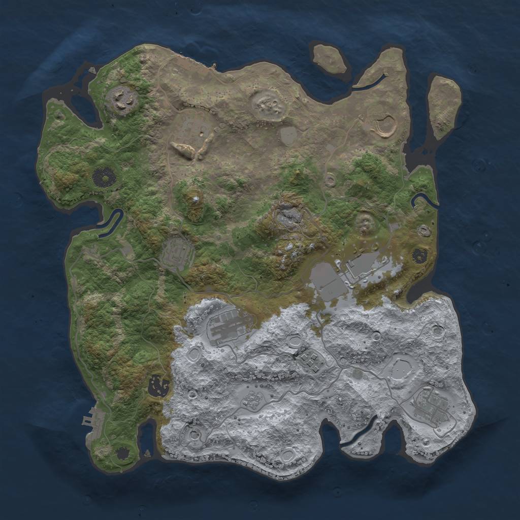 Rust Map: Procedural Map, Size: 3500, Seed: 49864472, 18 Monuments