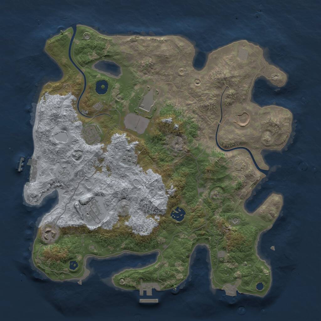 Rust Map: Procedural Map, Size: 3500, Seed: 105250, 13 Monuments