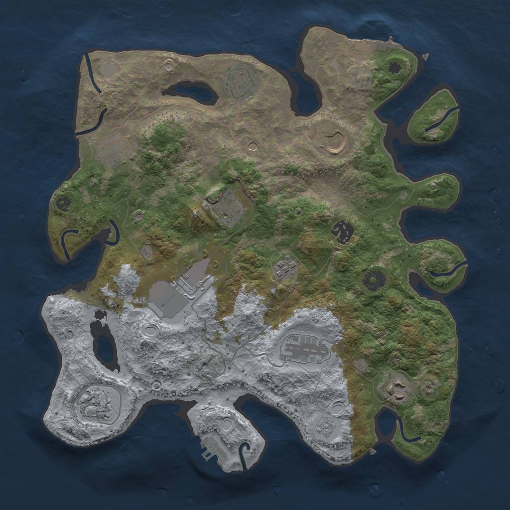 Rust Map: Procedural Map, Size: 3500, Seed: 142491332, 19 Monuments