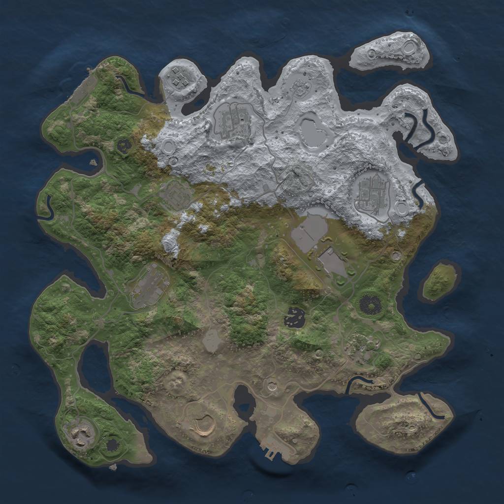 Rust Map: Procedural Map, Size: 3500, Seed: 5380130, 19 Monuments