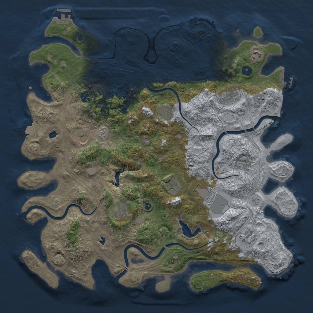 Rust Map: Procedural Map, Size: 4500, Seed: 24680, 16 Monuments