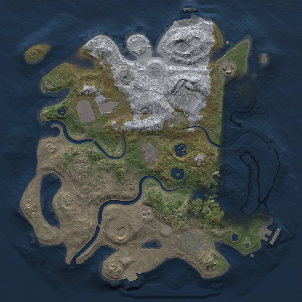 Rust Map: Procedural Map, Size: 3500, Seed: 1256503937, 15 Monuments