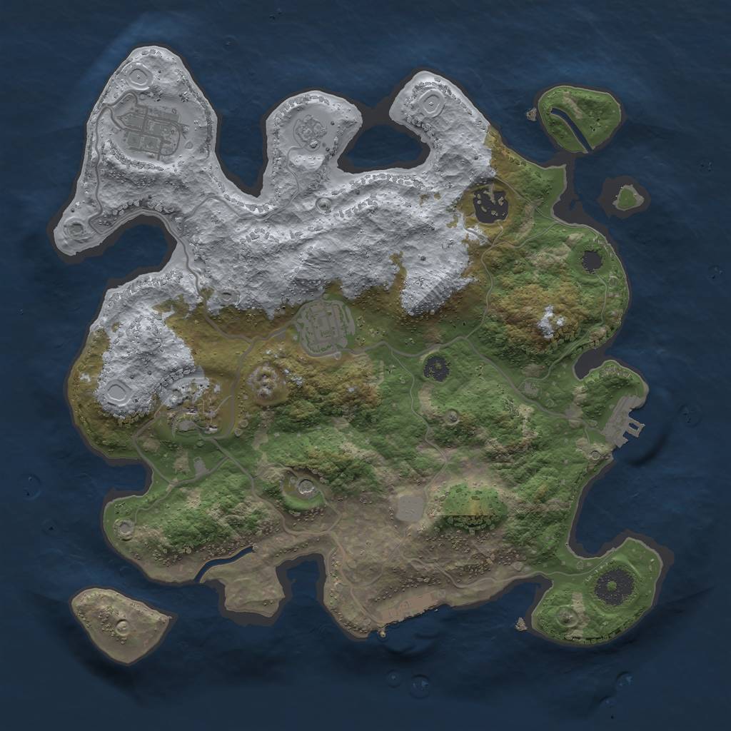 Rust Map: Procedural Map, Size: 3000, Seed: 1276332507, 13 Monuments
