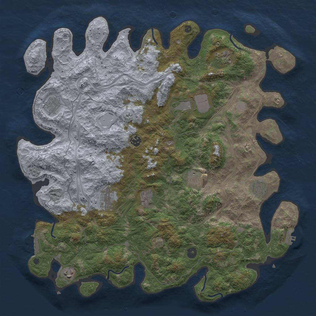 Rust Map: Procedural Map, Size: 4500, Seed: 353634647, 19 Monuments