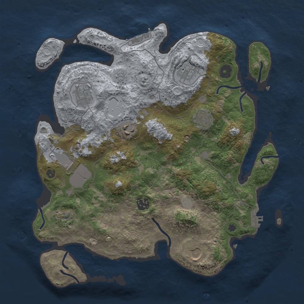 Rust Map: Procedural Map, Size: 3500, Seed: 1210131768, 17 Monuments