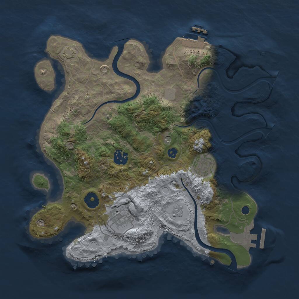 Rust Map: Procedural Map, Size: 3000, Seed: 409906931, 9 Monuments