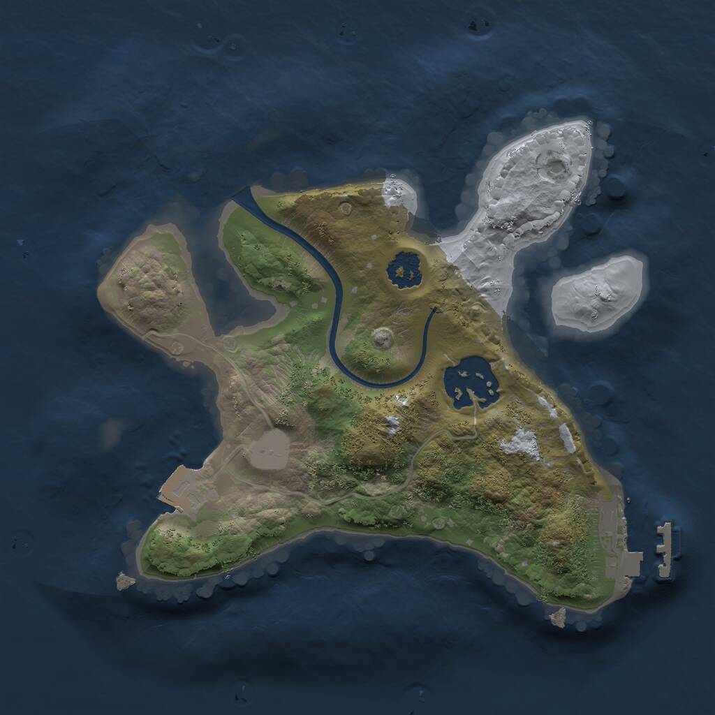 Rust Map: Procedural Map, Size: 2000, Seed: 1970253549, 3 Monuments