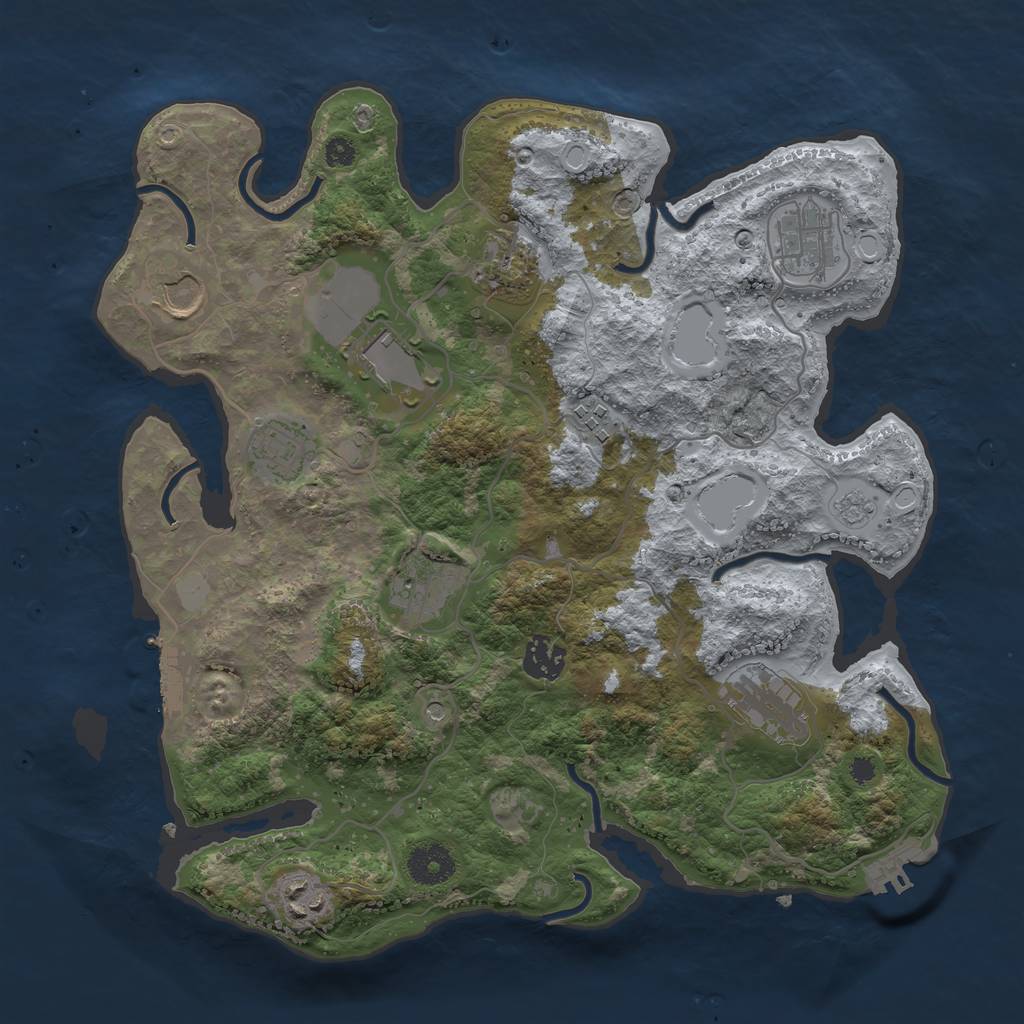 Rust Map: Procedural Map, Size: 3500, Seed: 1165242015, 19 Monuments