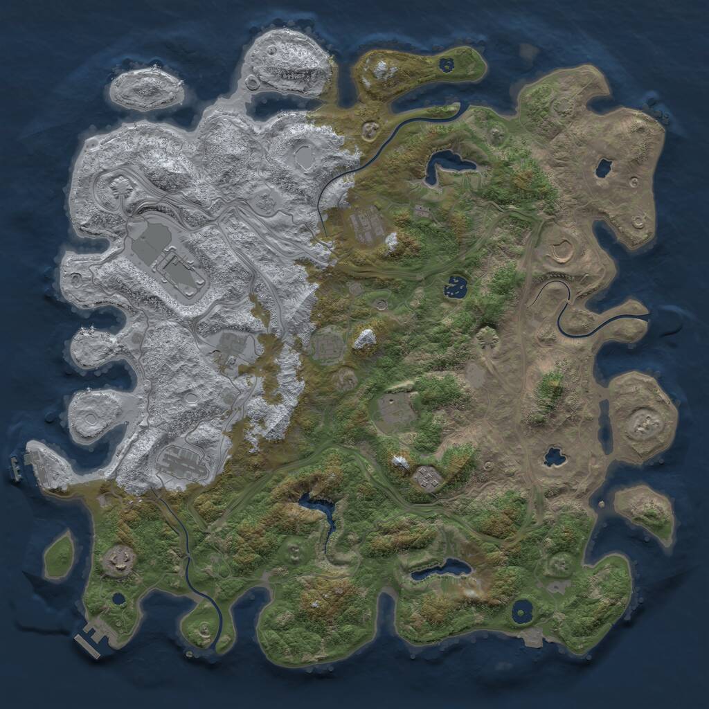 Rust Map: Procedural Map, Size: 4600, Seed: 2027551206, 16 Monuments