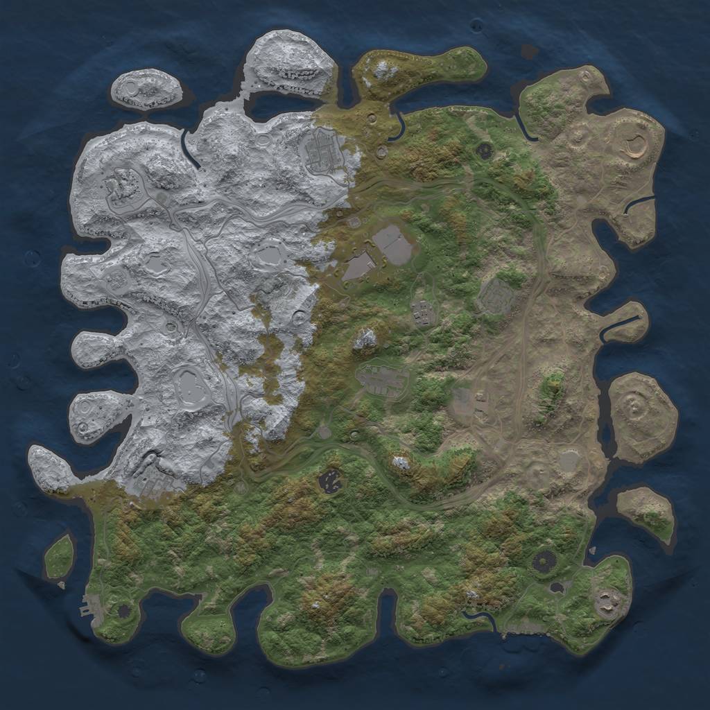 Rust Map: Procedural Map, Size: 4600, Seed: 2027551206, 20 Monuments