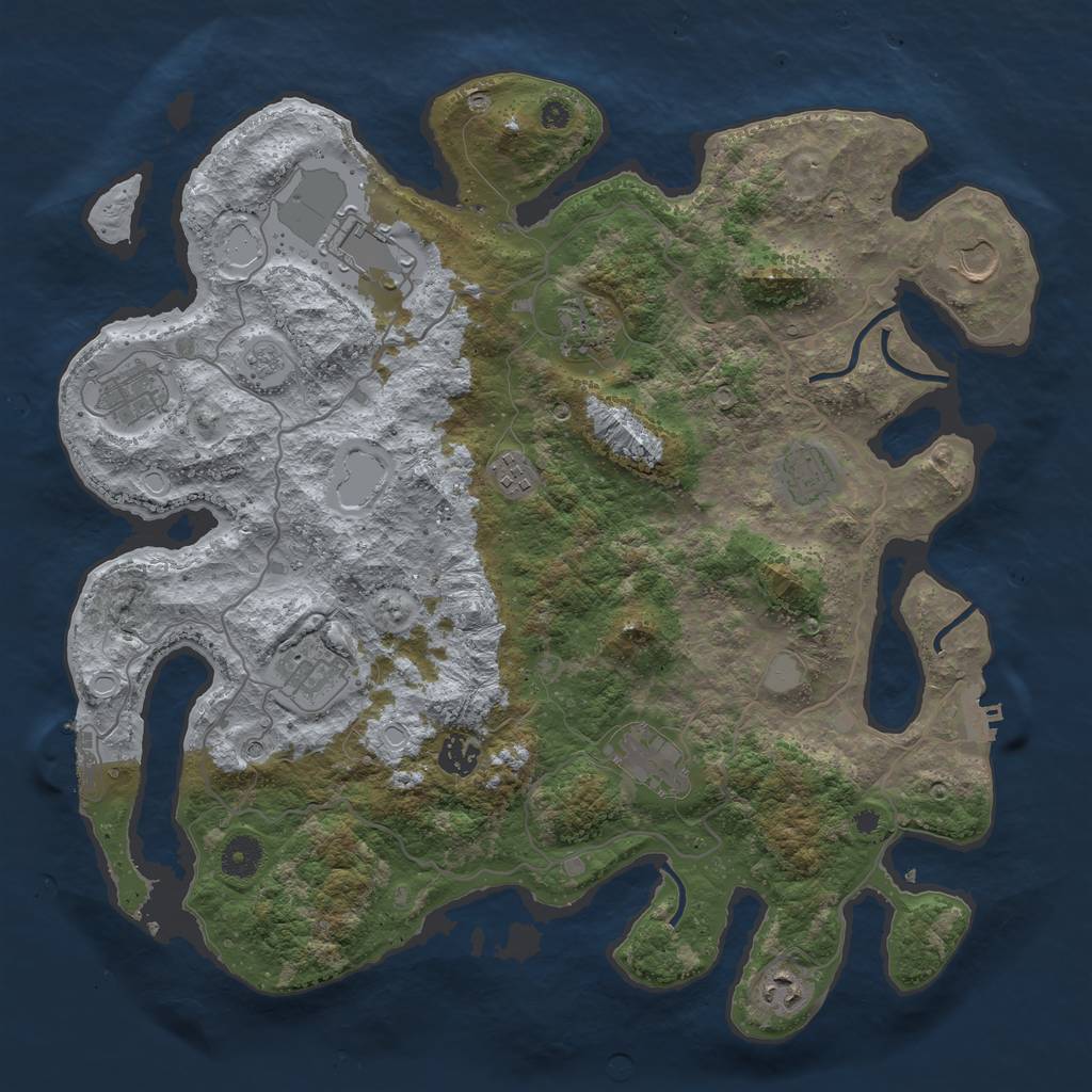 Rust Map: Procedural Map, Size: 4000, Seed: 490117684, 19 Monuments