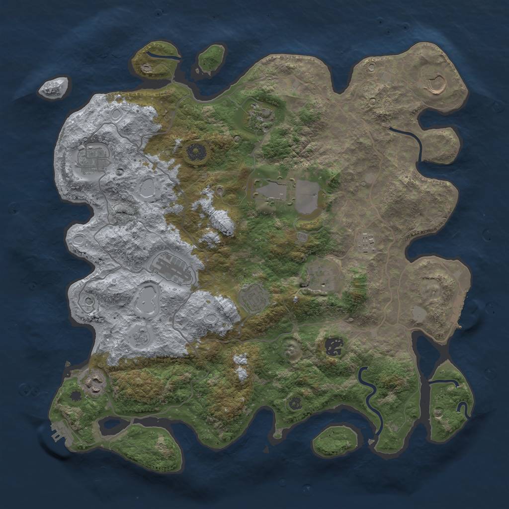 Rust Map: Procedural Map, Size: 4000, Seed: 270683220, 19 Monuments