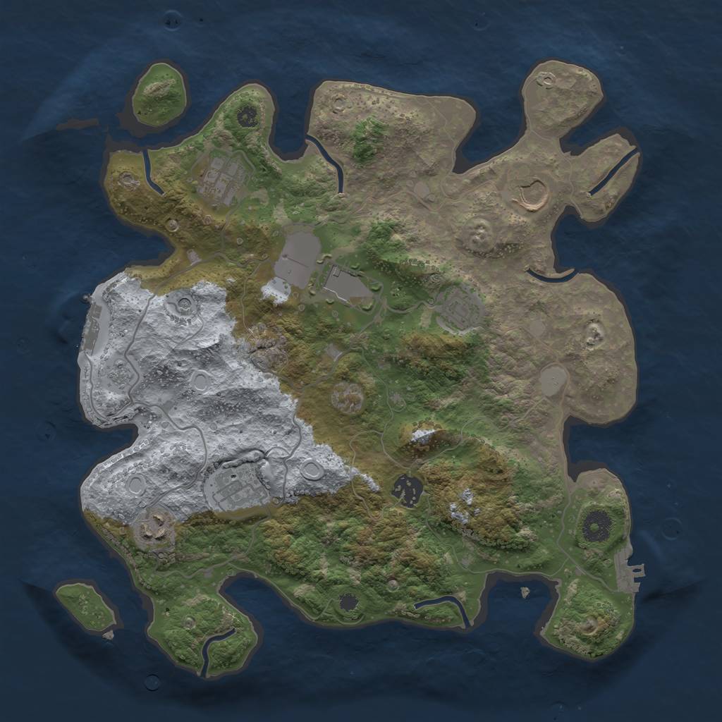 Rust Map: Procedural Map, Size: 3500, Seed: 98943, 16 Monuments