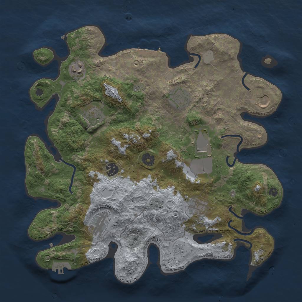 Rust Map: Procedural Map, Size: 3500, Seed: 30775130, 18 Monuments