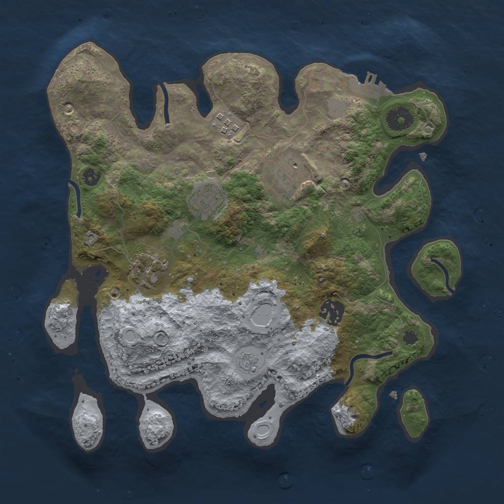 Rust Map: Procedural Map, Size: 3000, Seed: 1287787680, 12 Monuments