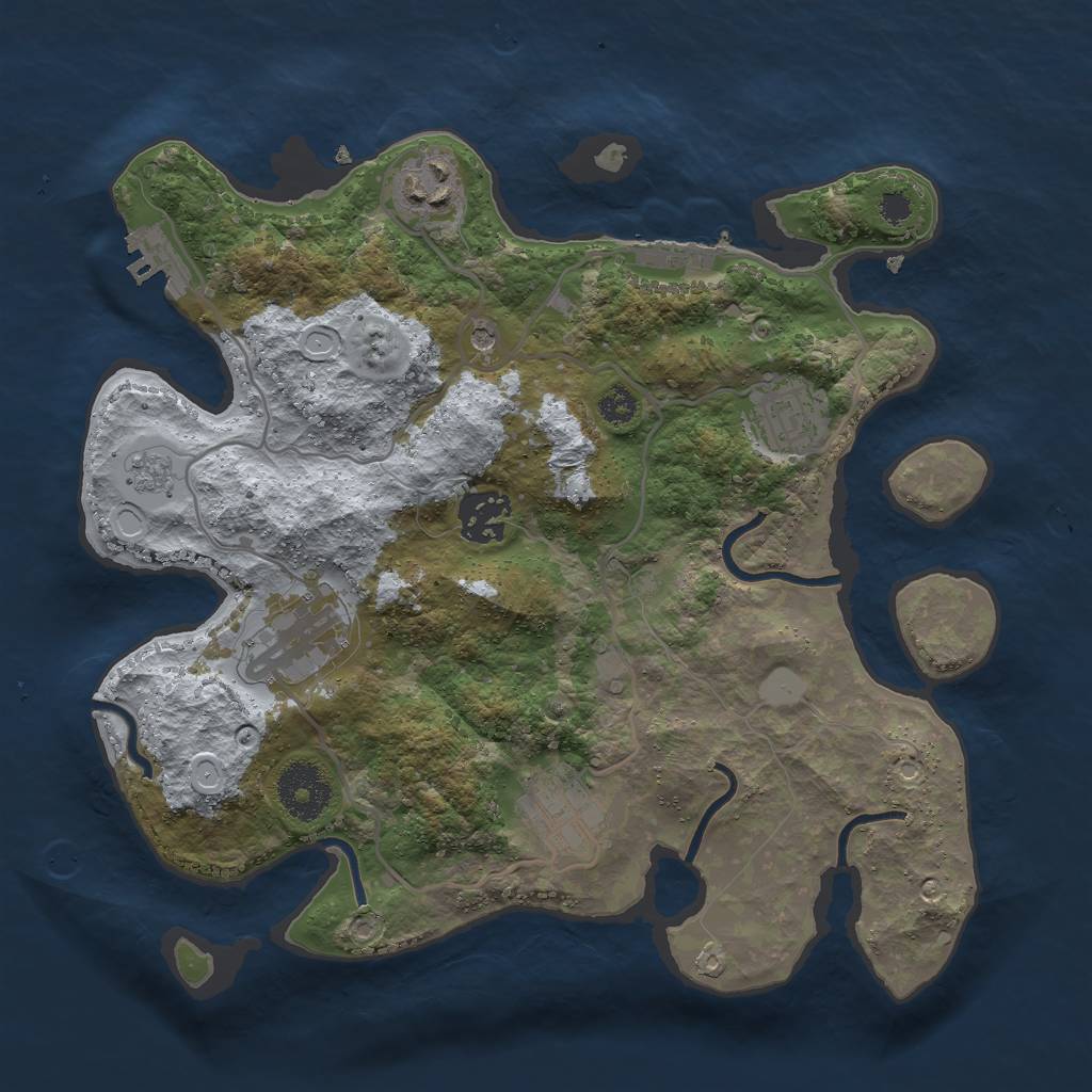 Rust Map: Procedural Map, Size: 3000, Seed: 740972133, 14 Monuments