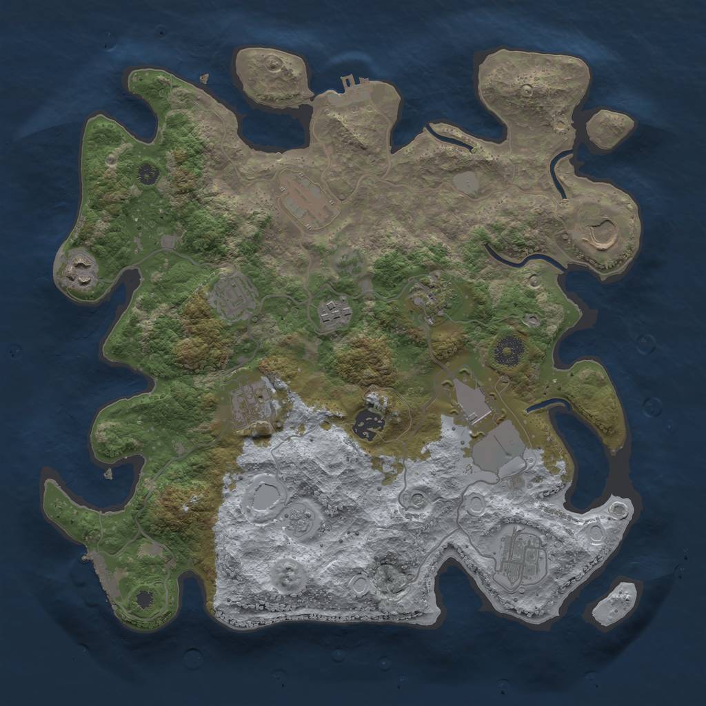 Rust Map: Procedural Map, Size: 3500, Seed: 24981560, 19 Monuments